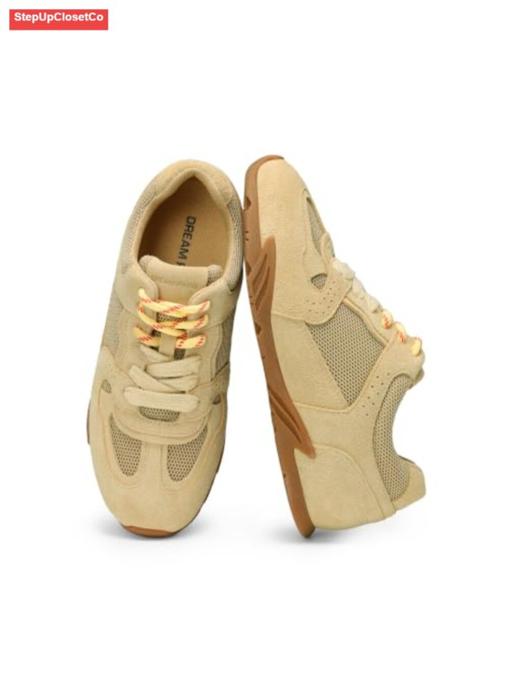 Women's Retro Lace Up Sneakers Suede Mesh Walking Shoes Comfort